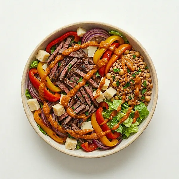 Spanish Beef Salad with Roasted Peppers and Cheese